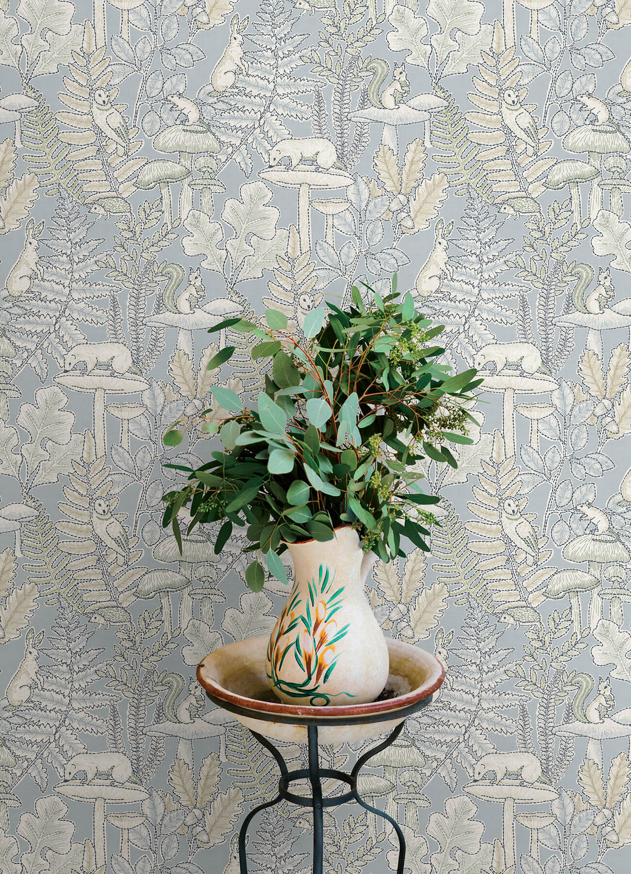Chesapeake Oak & Moss Holt Wallpaper - Light Blue