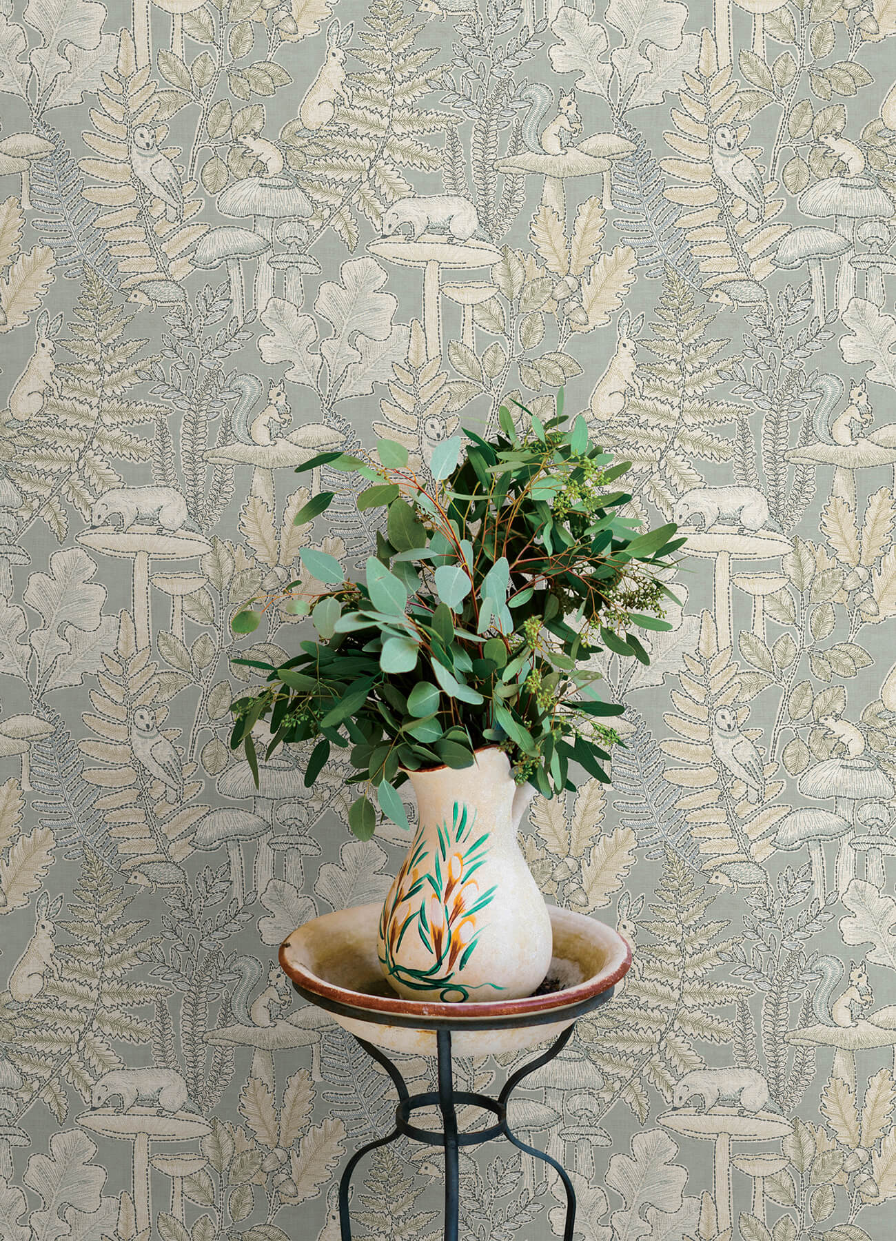 Chesapeake Oak & Moss Holt Wallpaper - Seafoam