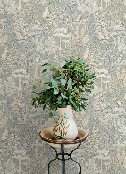 Chesapeake Oak & Moss Holt Wallpaper - Seafoam
