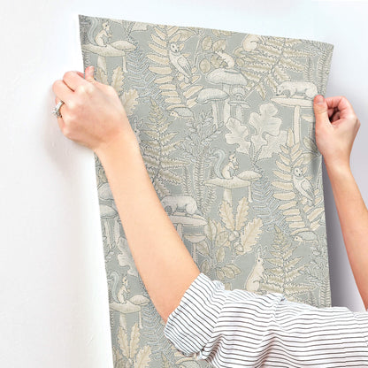 Chesapeake Oak & Moss Holt Wallpaper - Seafoam