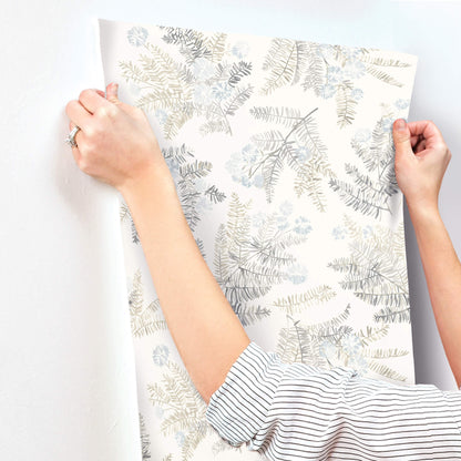 Chesapeake Oak & Moss Frith Wallpaper - Light Blue