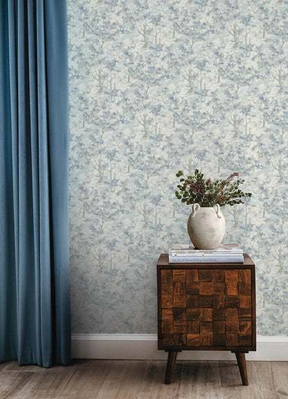 Chesapeake Oak & Moss Thicket Wallpaper - Blue
