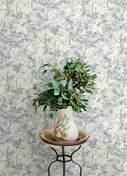 Chesapeake Oak & Moss Thicket Wallpaper - Blue