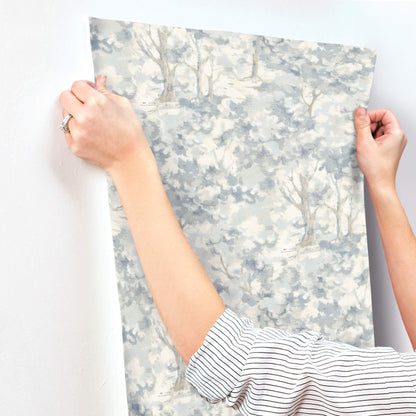 Chesapeake Oak & Moss Thicket Wallpaper - Blue