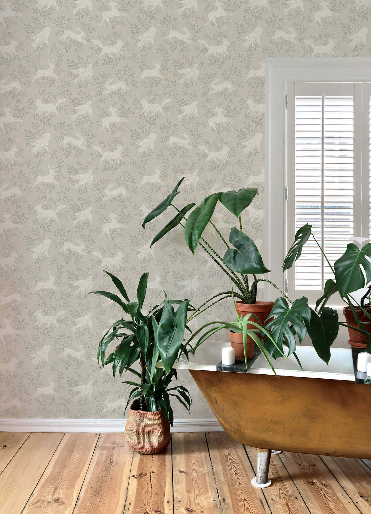 Chesapeake Oak & Moss Revelry Wallpaper - Taupe