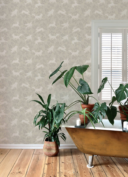 Chesapeake Oak & Moss Revelry Wallpaper - Taupe