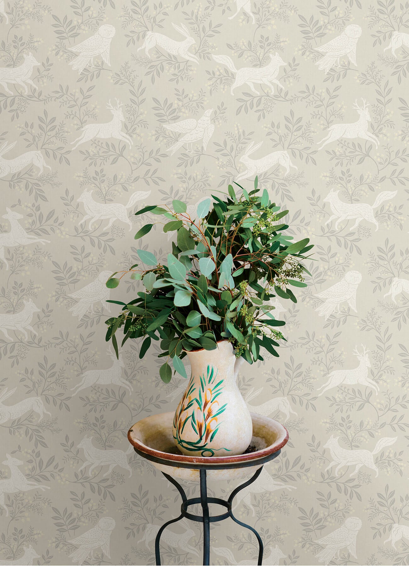 Chesapeake Oak & Moss Revelry Wallpaper - Taupe