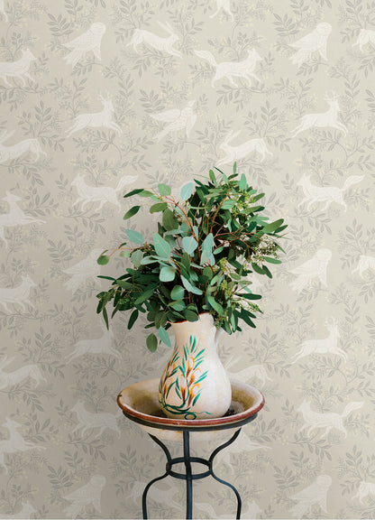 Chesapeake Oak & Moss Revelry Wallpaper - Taupe
