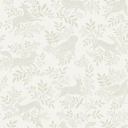 Chesapeake Oak & Moss Revelry Wallpaper - White