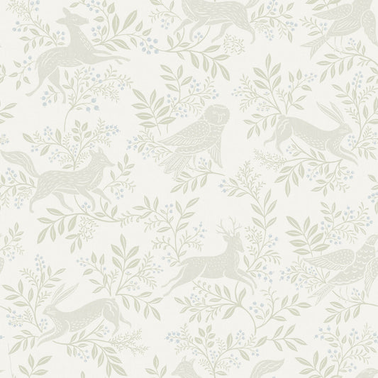 Chesapeake Oak & Moss Revelry Wallpaper - White