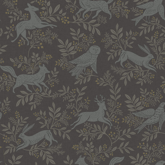 Chesapeake Oak & Moss Revelry Wallpaper - Black