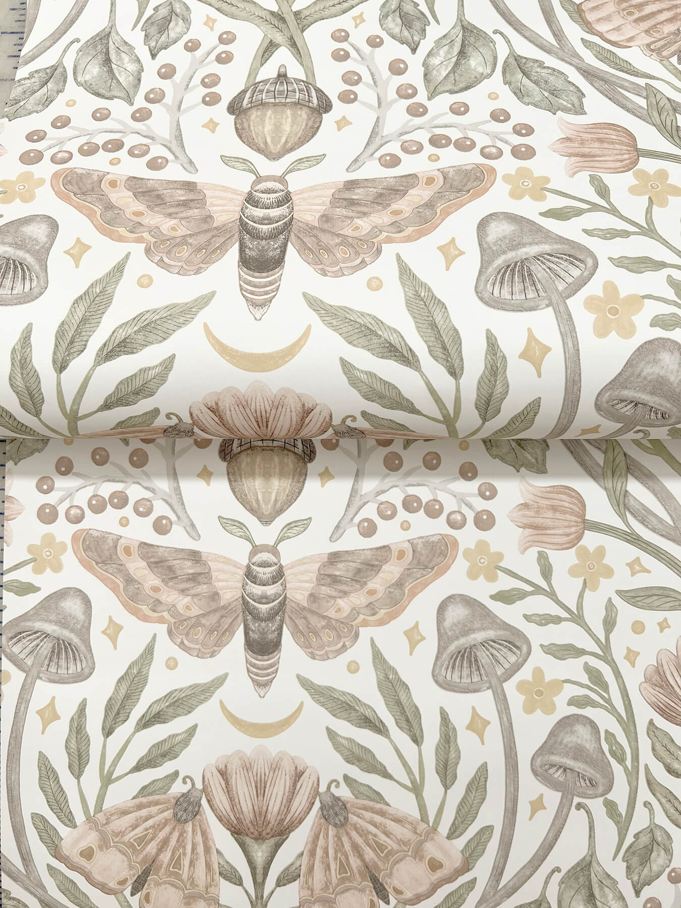Chesapeake Oak & Moss Mystic Moth Wallpaper - Blush