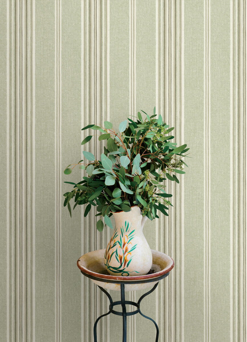 Chesapeake Oak & Moss Calvados Stripe Wallpaper - Moss