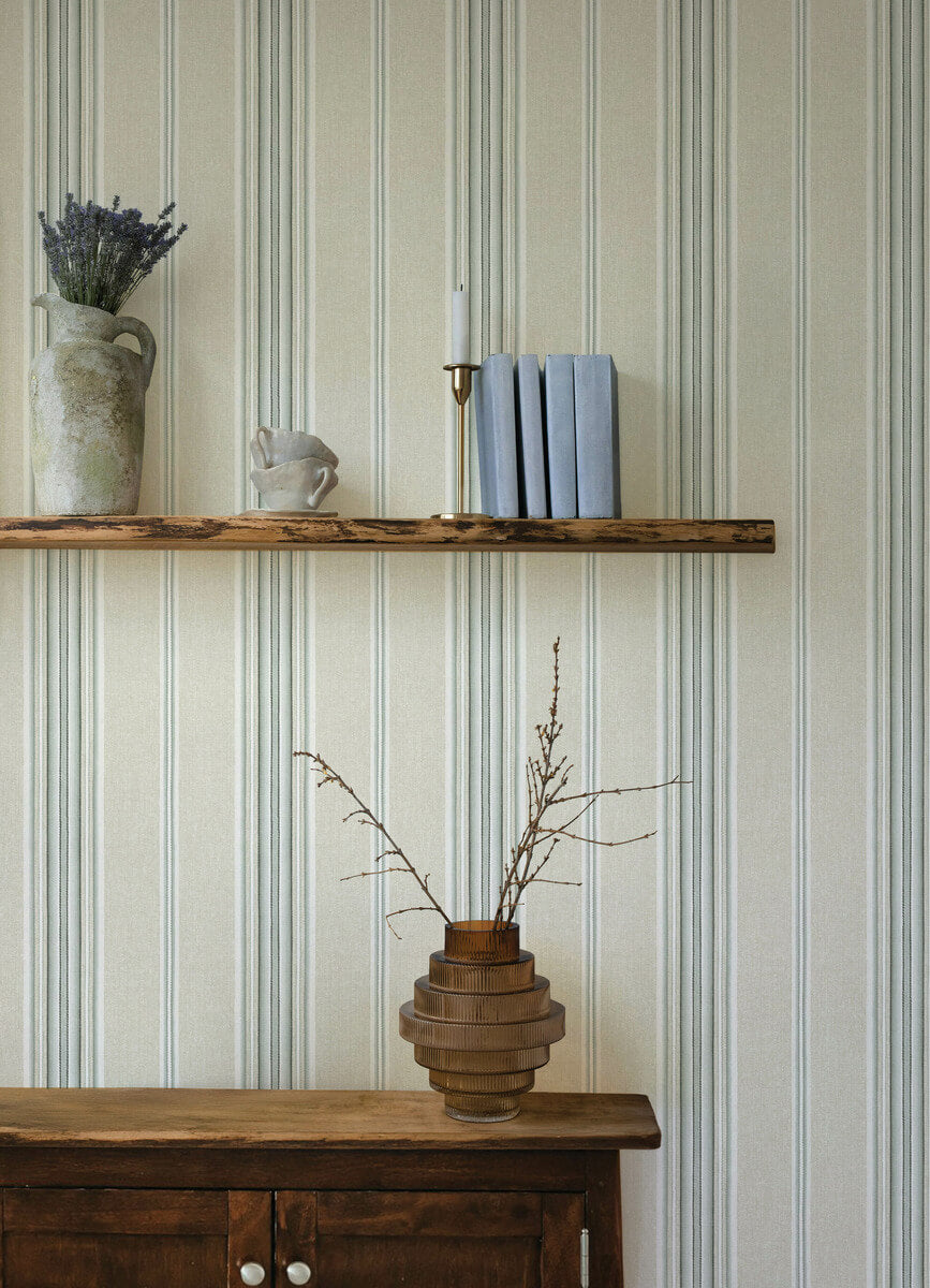 Chesapeake Oak & Moss Calvados Stripe Wallpaper - Turquoise