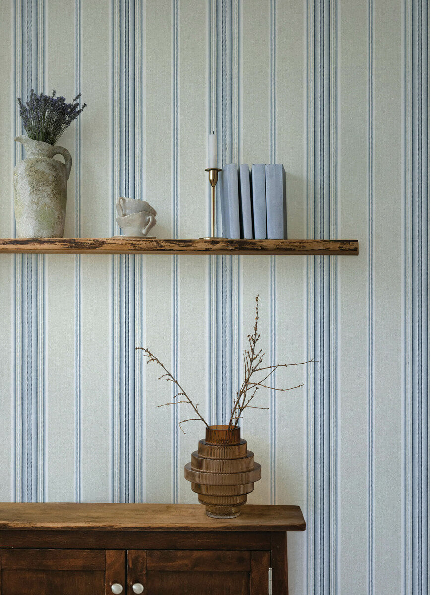 Chesapeake Oak & Moss Calvados Stripe Wallpaper - Blue