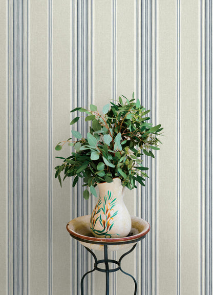Chesapeake Oak & Moss Calvados Stripe Wallpaper - Blue