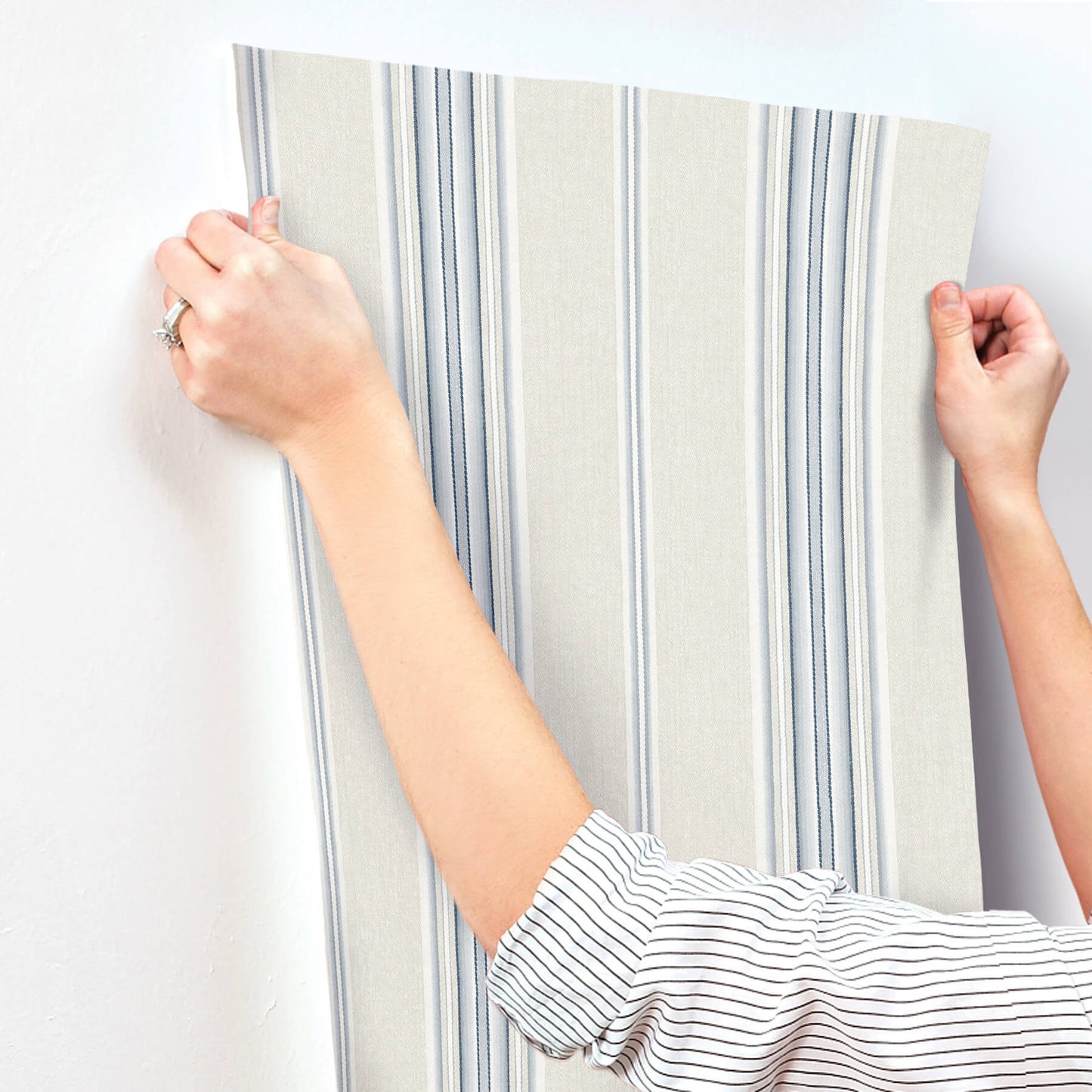 Chesapeake Oak & Moss Calvados Stripe Wallpaper - Blue