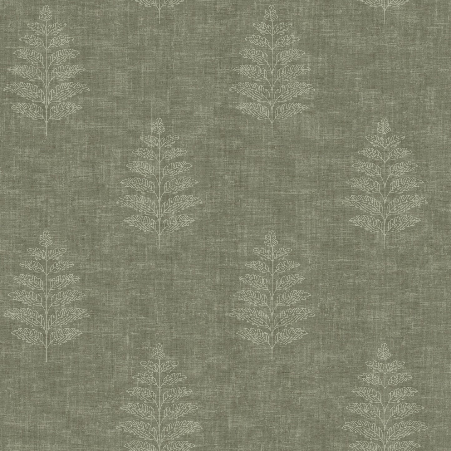 Chesapeake Oak & Moss Frond Wallpaper - Dark Green