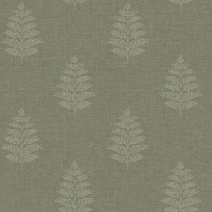 Chesapeake Oak & Moss Frond Wallpaper - Dark Green
