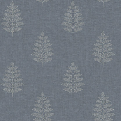 Chesapeake Oak & Moss Frond Wallpaper - Denim