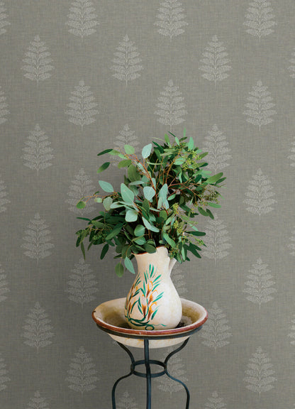 Chesapeake Oak & Moss Frond Wallpaper - Charcoal