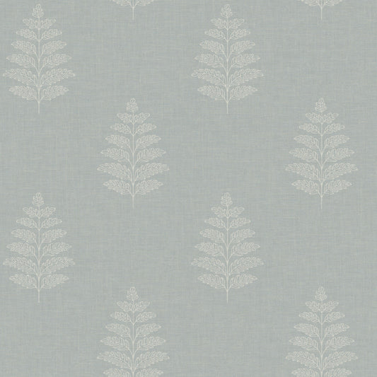 Chesapeake Oak & Moss Frond Wallpaper - Light Blue