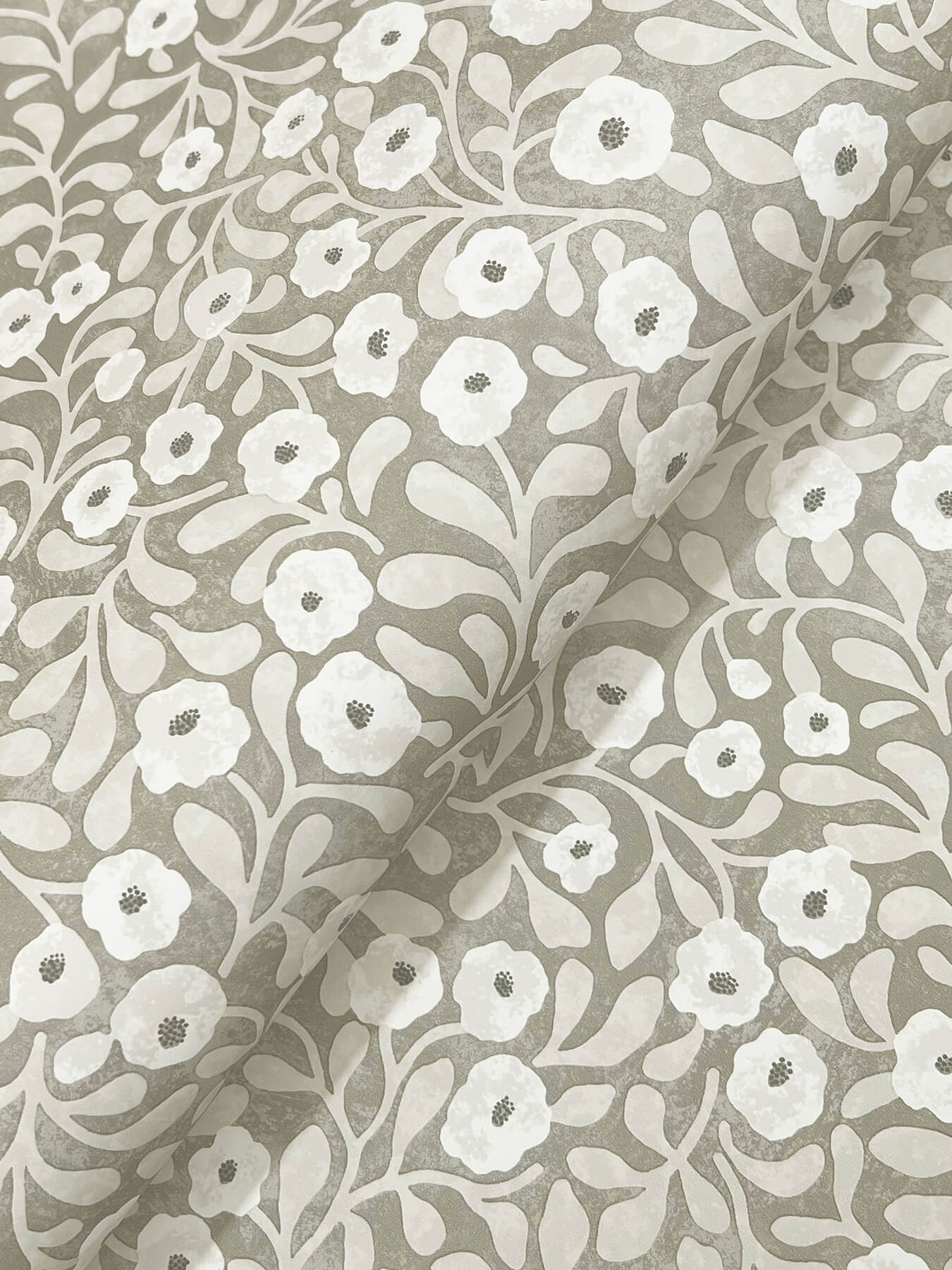 Chesapeake Oak & Moss Poppy Trail Wallpaper - Gray