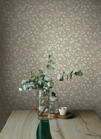 Chesapeake Oak & Moss Poppy Trail Wallpaper - Gray