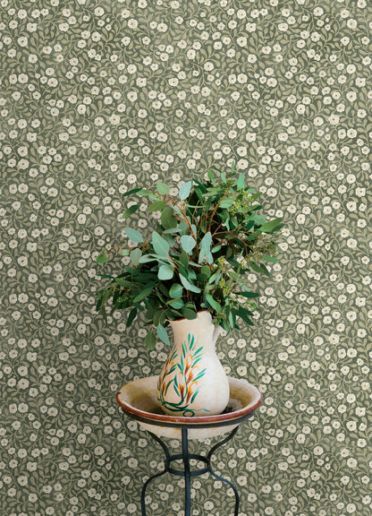 Chesapeake Oak & Moss Poppy Trail Wallpaper - Green