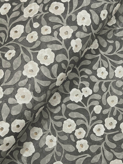 Chesapeake Oak & Moss Poppy Trail Wallpaper - Black