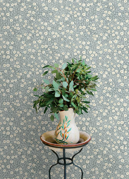 Chesapeake Oak & Moss Poppy Trail Wallpaper - Light Blue