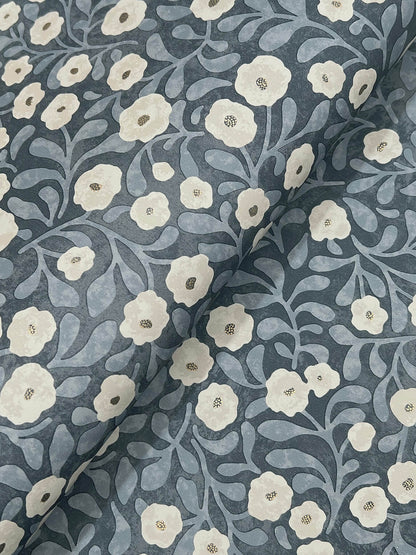 Chesapeake Oak & Moss Poppy Trail Wallpaper - Dark Blue