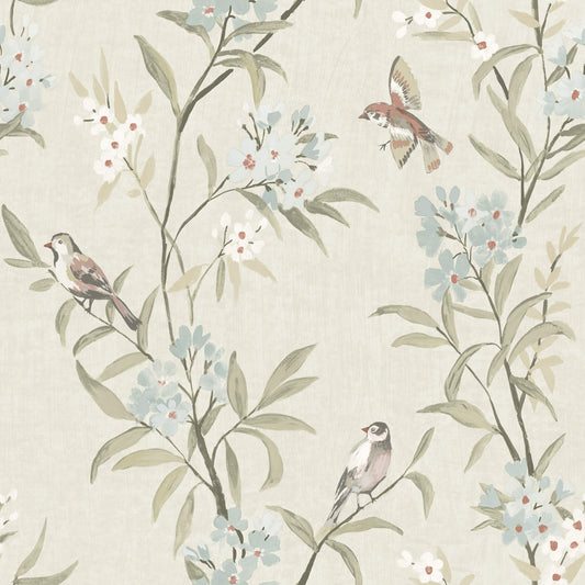 Chesapeake Oak & Moss Tea Olive Wallpaper - Beige