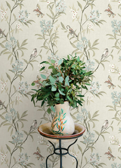 Chesapeake Oak & Moss Tea Olive Wallpaper - Beige