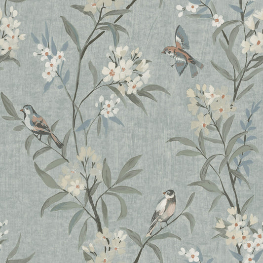 Chesapeake Oak & Moss Tea Olive Wallpaper - Blue