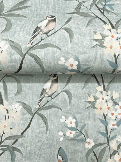 Chesapeake Oak & Moss Tea Olive Wallpaper - Blue