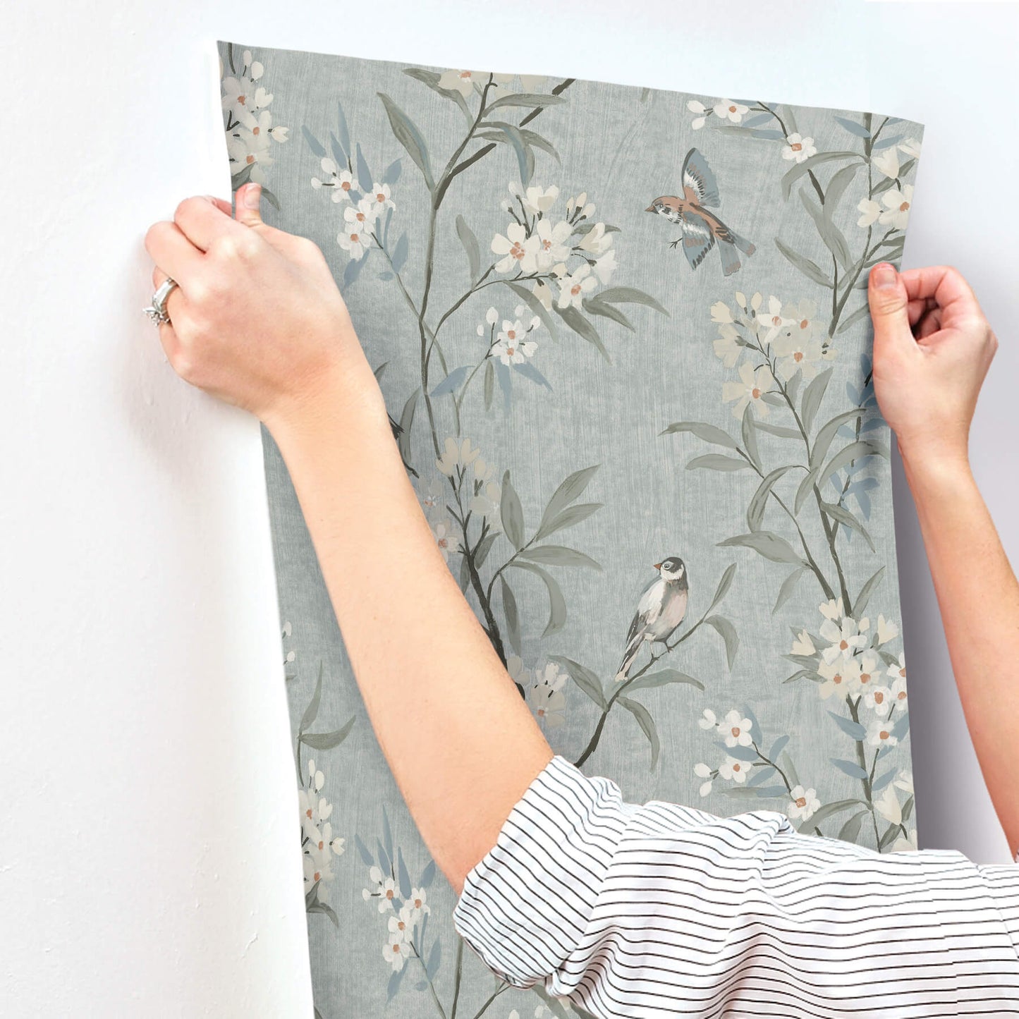 Chesapeake Oak & Moss Tea Olive Wallpaper - Blue