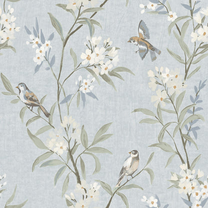 Chesapeake Oak & Moss Tea Olive Wallpaper - Light Blue