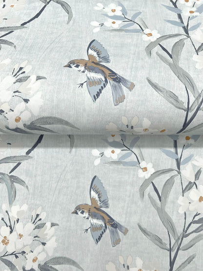 Chesapeake Oak & Moss Tea Olive Wallpaper - Light Blue