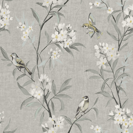 Chesapeake Oak & Moss Tea Olive Wallpaper - Gray