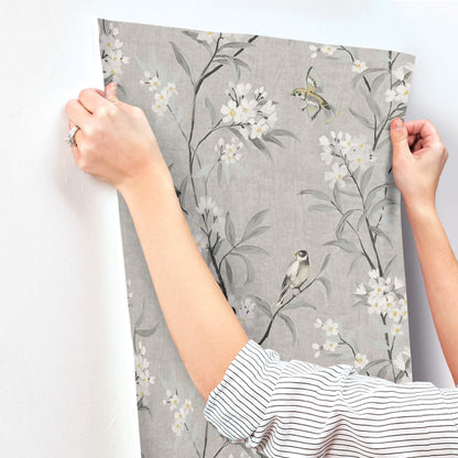 Chesapeake Oak & Moss Tea Olive Wallpaper - Gray