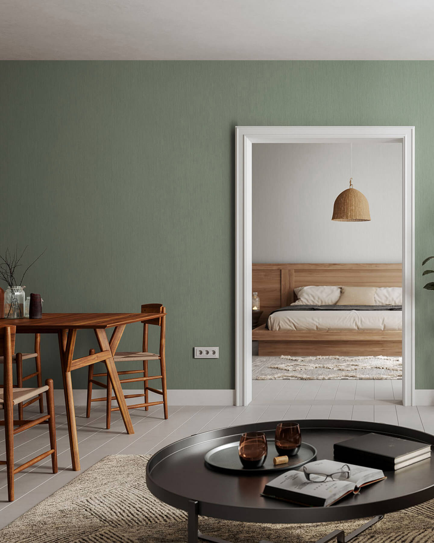 A-Street Prints Hidden Treasures Midolin Tallbarr Wallpaper - Jade