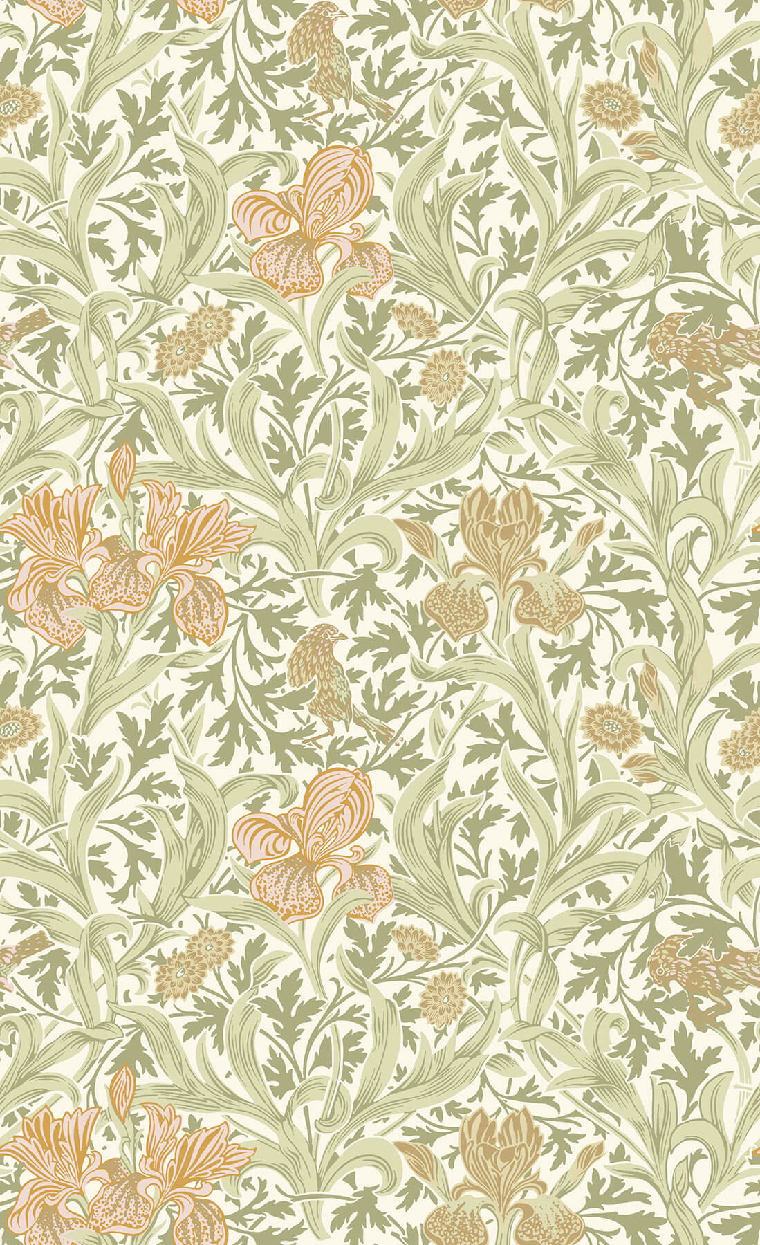A-Street Prints Hidden Treasures Iris Wallpaper - Light Green