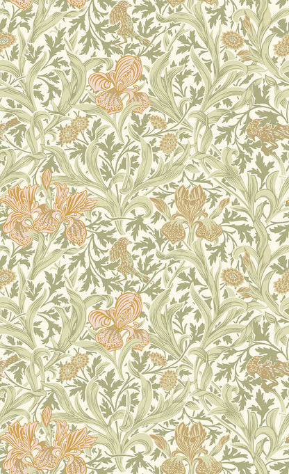 A-Street Prints Hidden Treasures Iris Wallpaper - Light Green