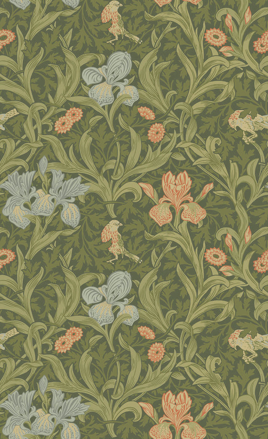 A-Street Prints Hidden Treasures Iris Wallpaper - Green