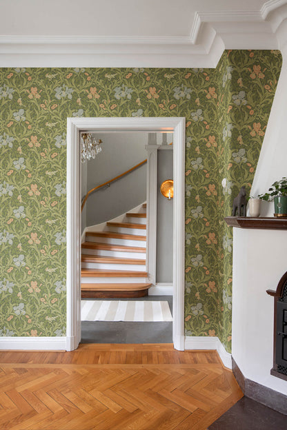 A-Street Prints Hidden Treasures Iris Wallpaper - Green
