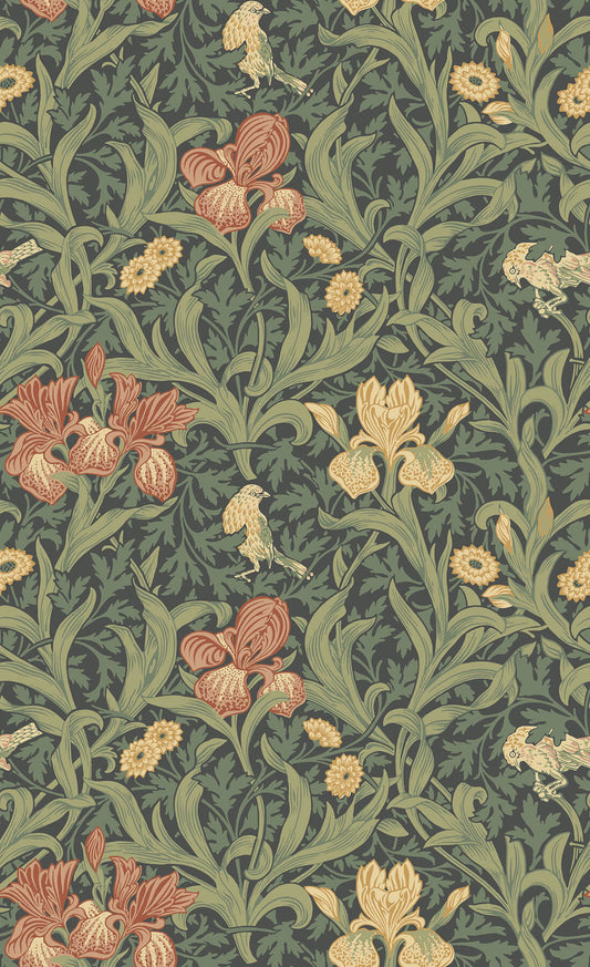 A-Street Prints Hidden Treasures Iris Wallpaper - Navy