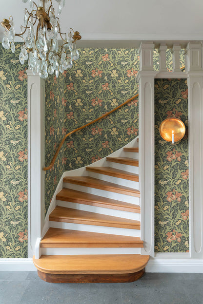 A-Street Prints Hidden Treasures Iris Wallpaper - Navy