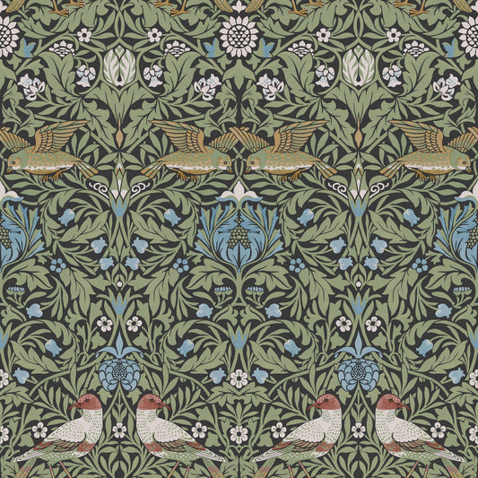 A-Street Prints Hidden Treasures Bird Wallpaper - Multicolor