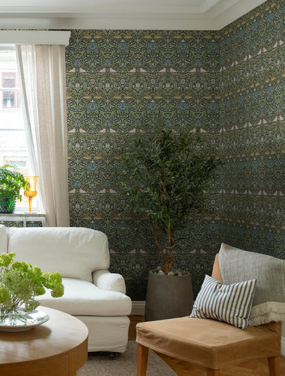 A-Street Prints Hidden Treasures Bird Wallpaper - Multicolor